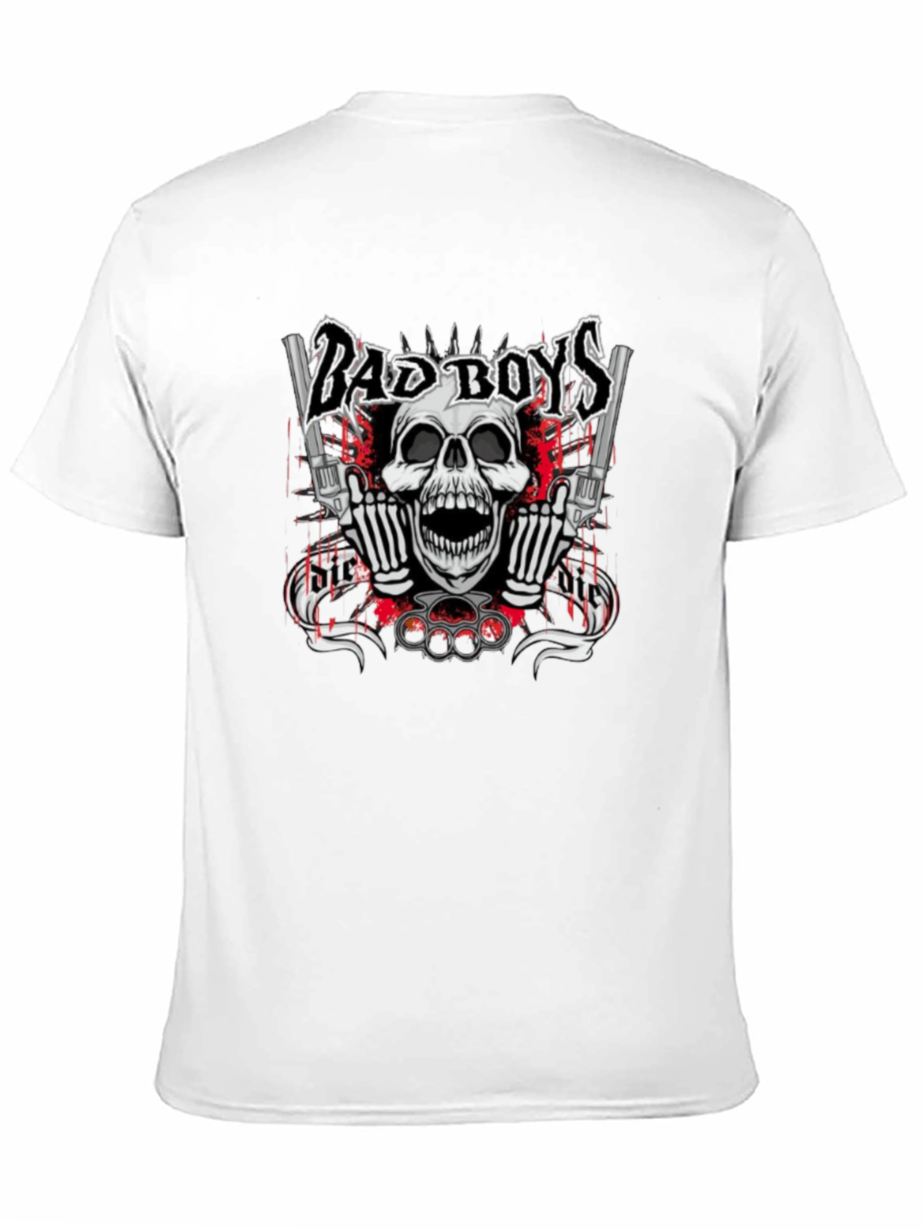 Bad Boys Graphic T-Shirt - Skull & Guns Design