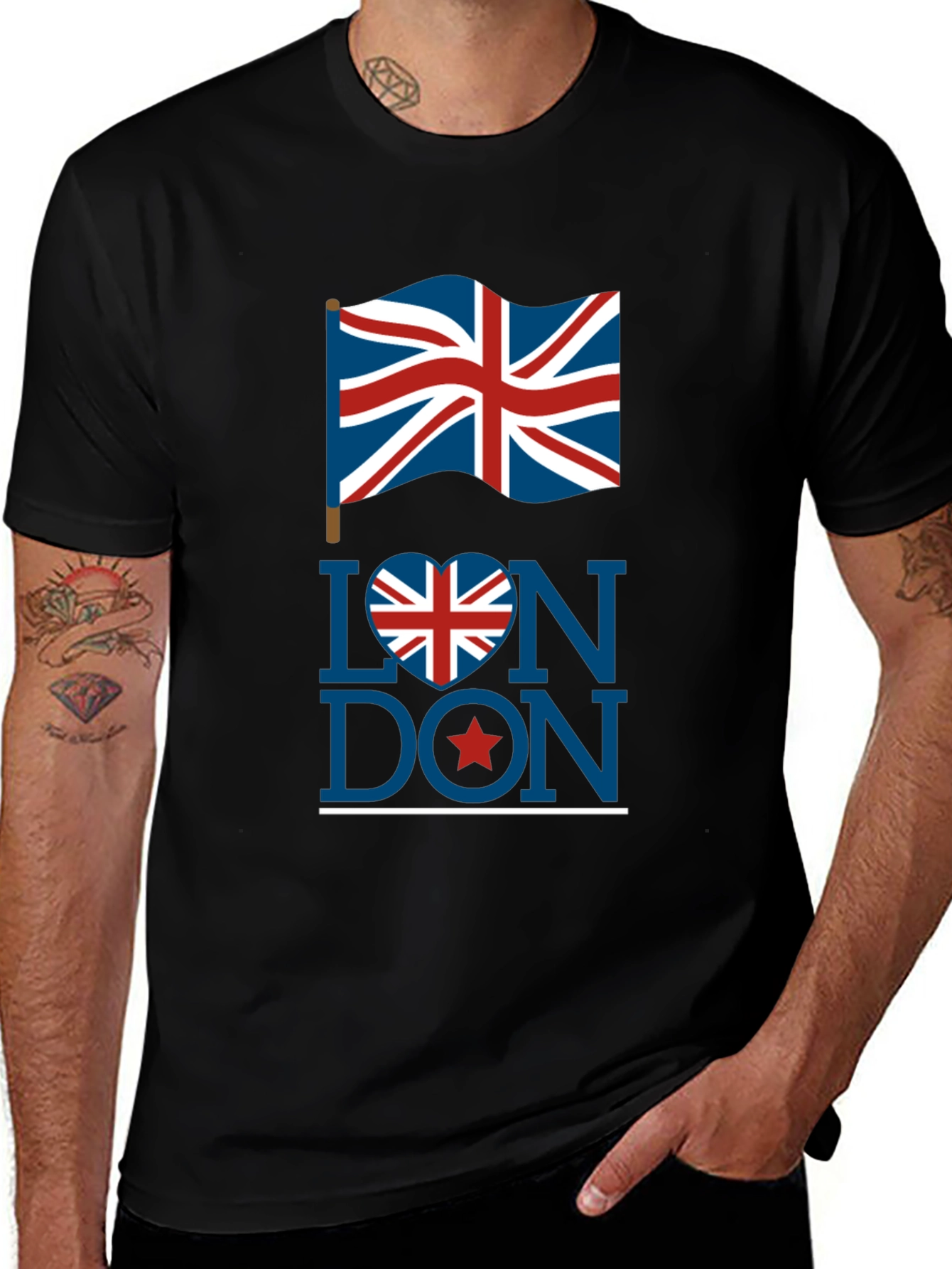London UK Flag Graphic Tee - Stylish Black T-Shirt