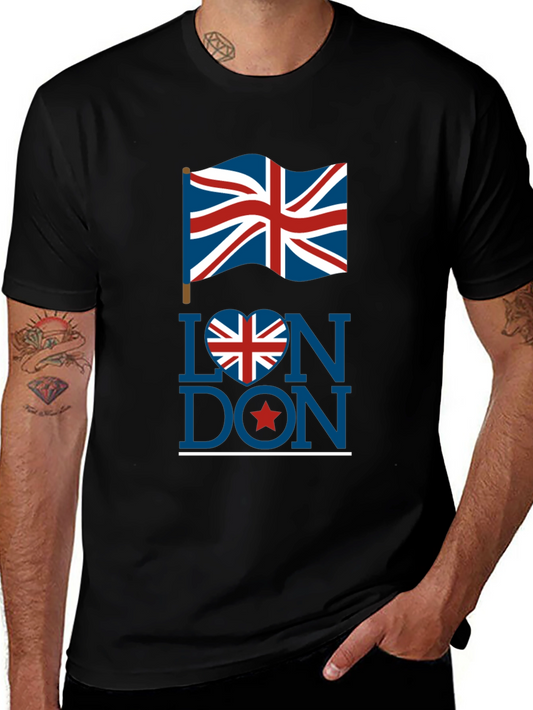 London UK Flag Graphic Tee - Stylish Black T-Shirt