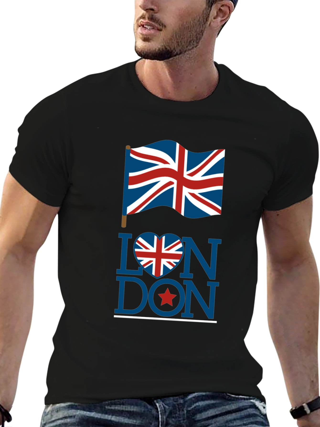 London UK Flag Graphic Tee - Stylish Black T-Shirt