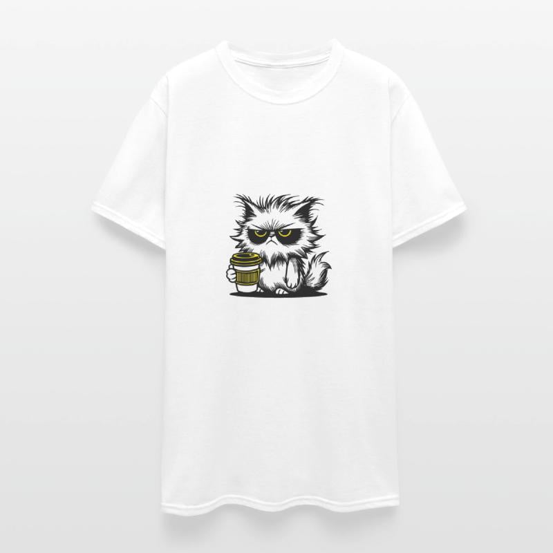 Grumpy Coffee Cat – Messy Fur, Morning Mood