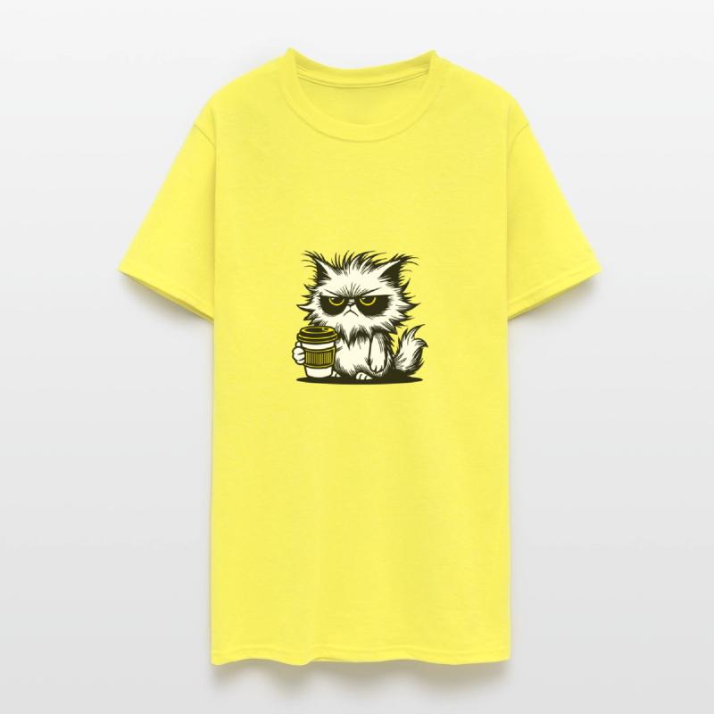 Grumpy Coffee Cat – Messy Fur, Morning Mood