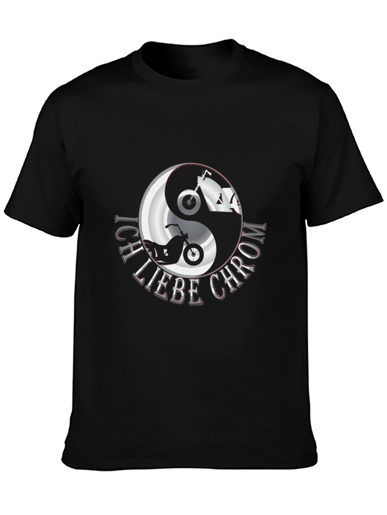 Ich Liebe Chrom Yin Yang Motorcycle T-Shirt