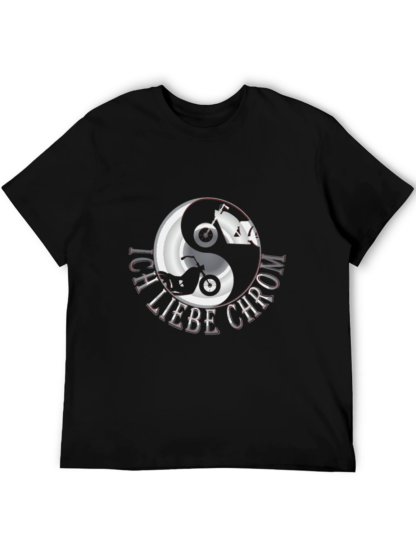 Ich Liebe Chrom Yin Yang Motorcycle T-Shirt