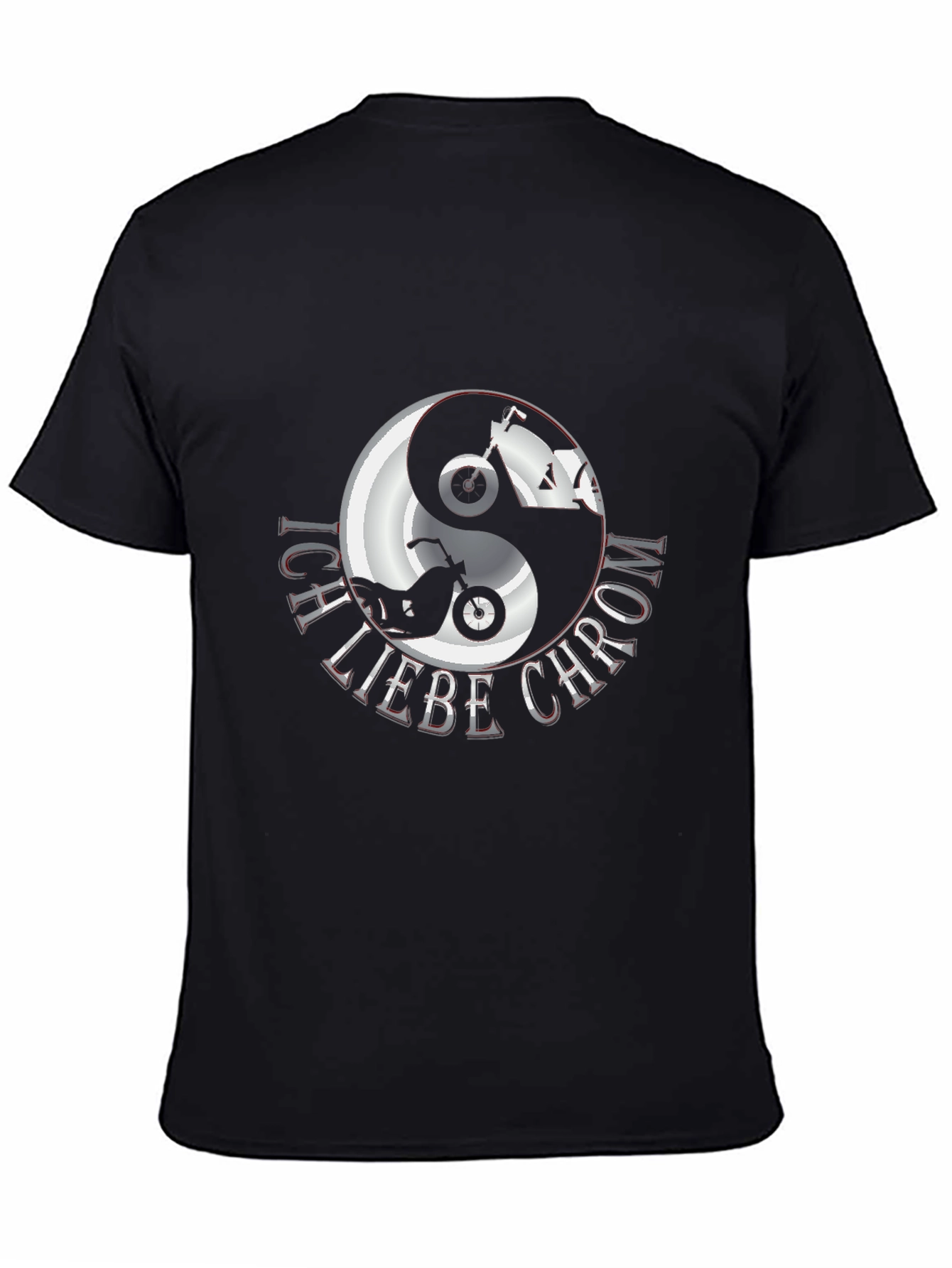 Ich Liebe Chrom Yin Yang Motorcycle T-Shirt