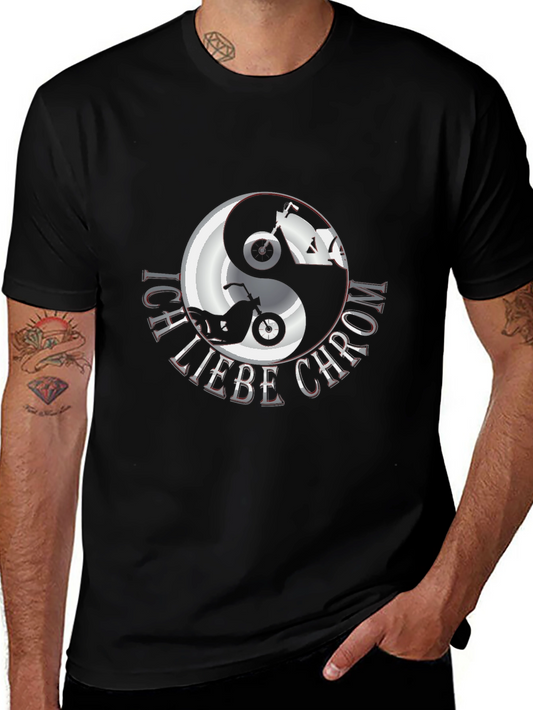 Ich Liebe Chrom Yin Yang Motorcycle T-Shirt