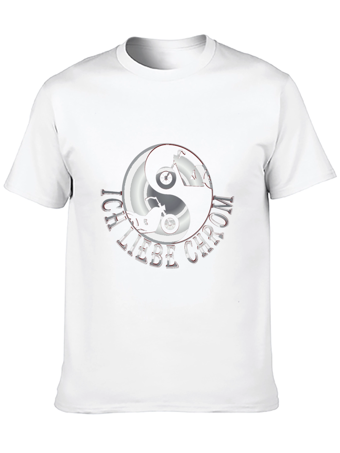 Ich Liebe Chrom Yin Yang Motorcycle T-Shirt