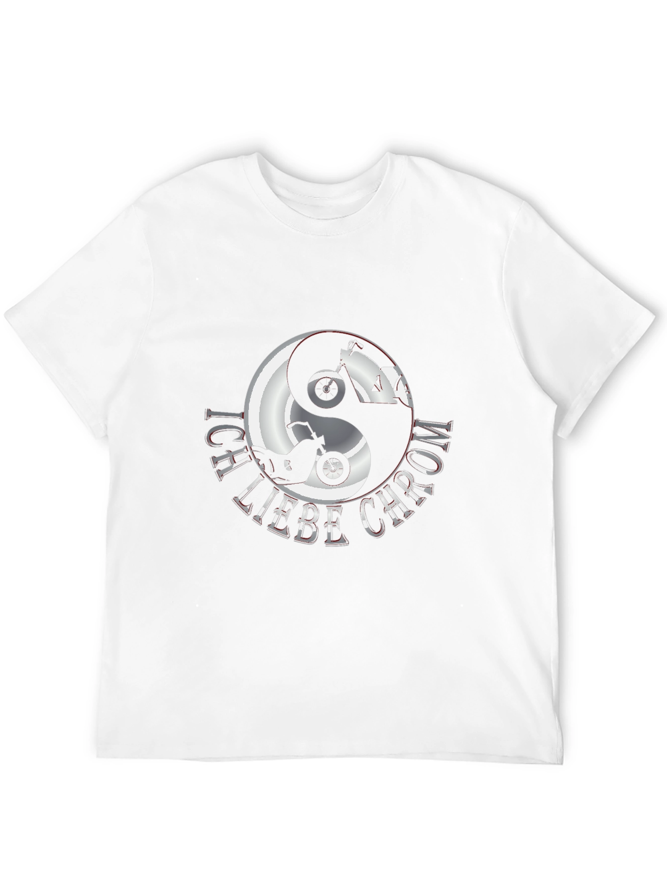 Ich Liebe Chrom Yin Yang Motorcycle T-Shirt