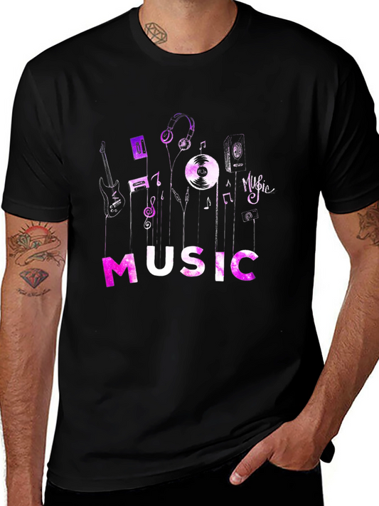 Music Lovers Graphic Tee - Black Cotton