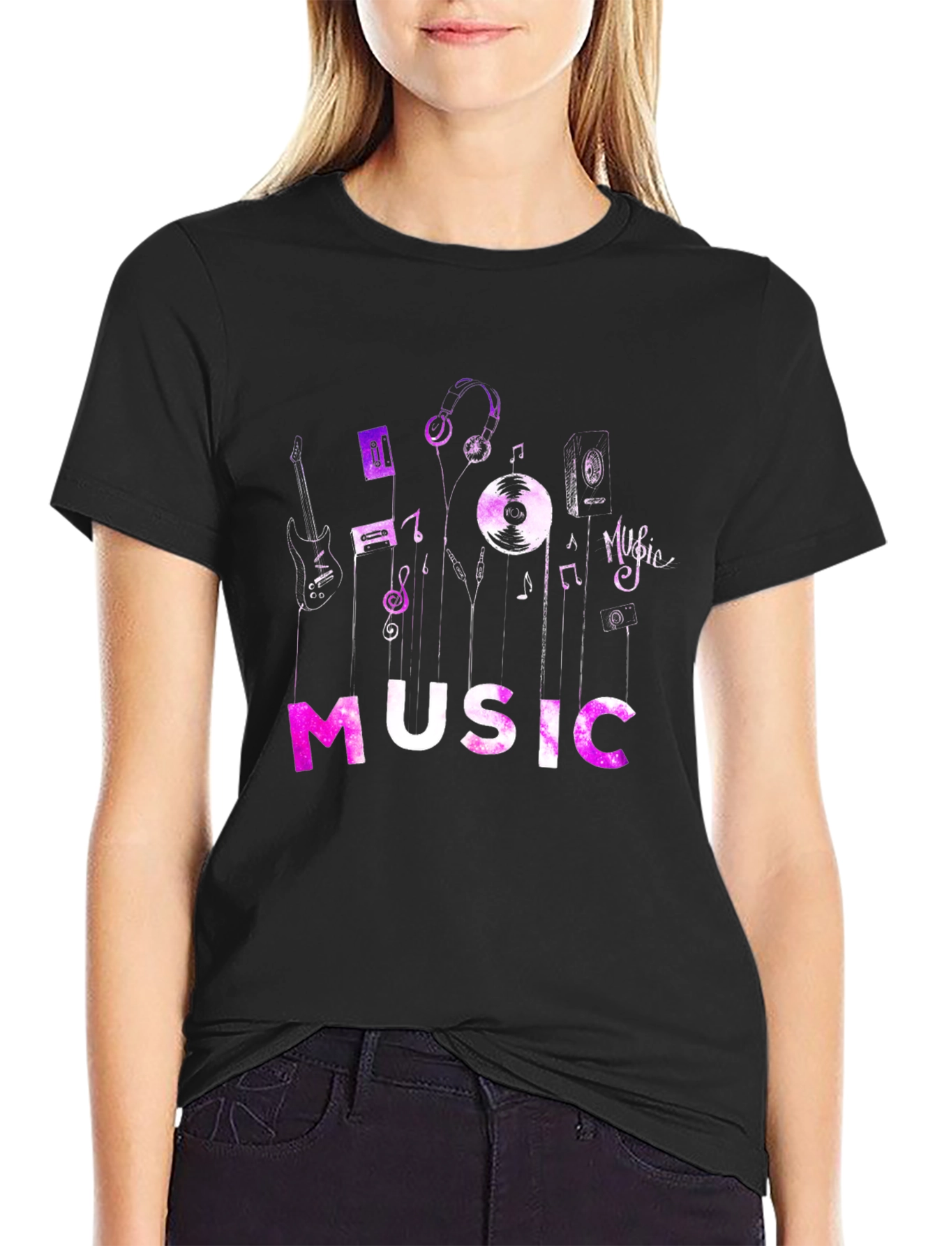 Music Lovers Graphic Tee - Black Cotton
