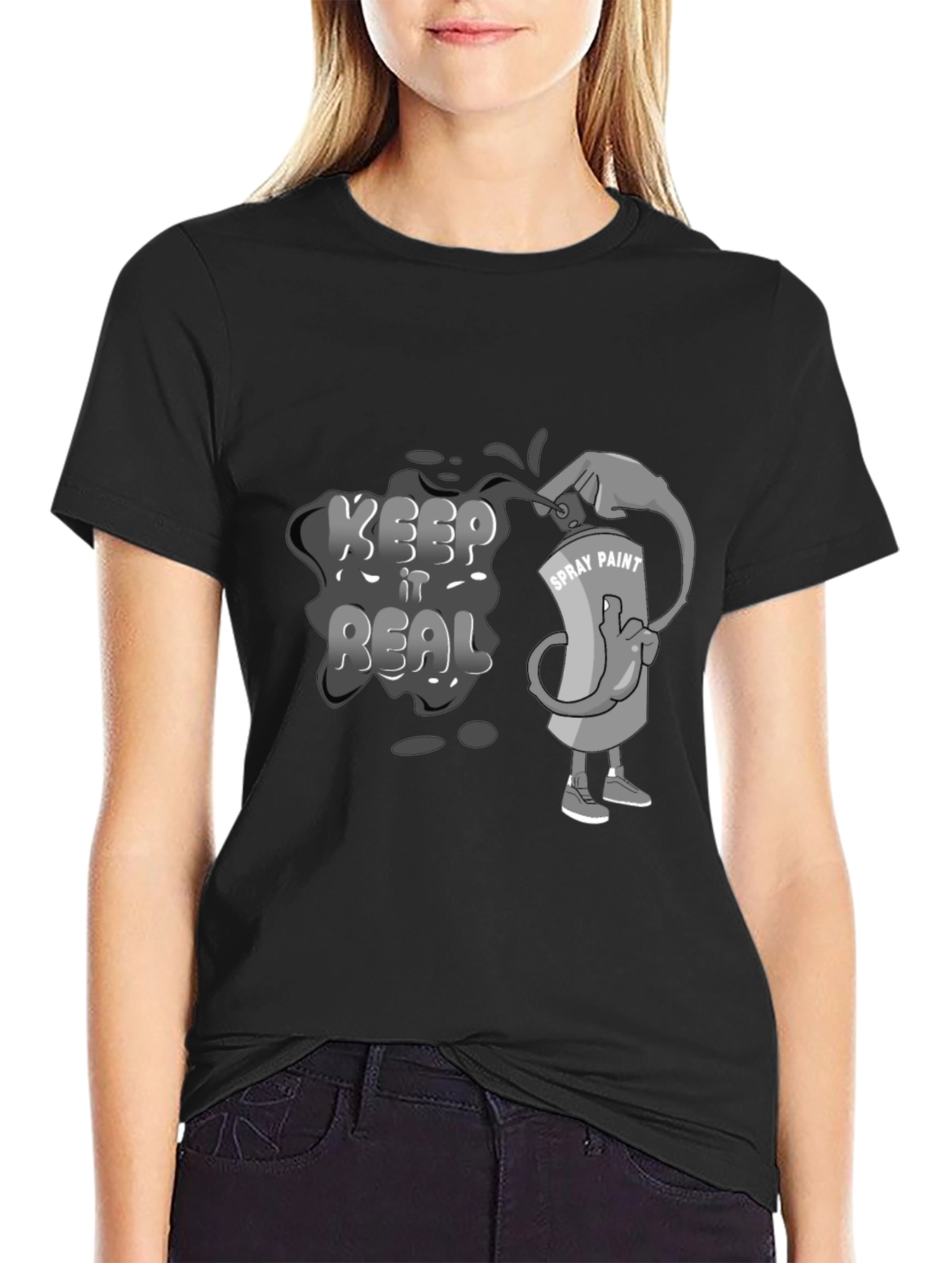Keep it Real Spray Paint Graphic T-Shirt