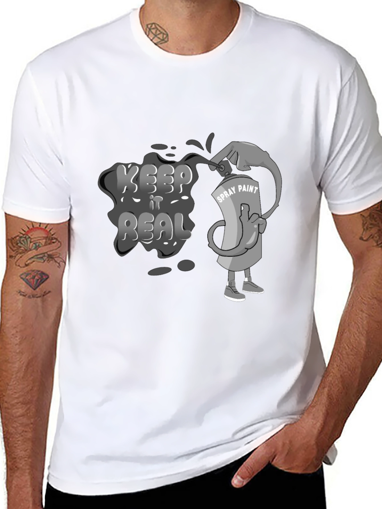 Keep it Real Spray Paint Graphic T-Shirt