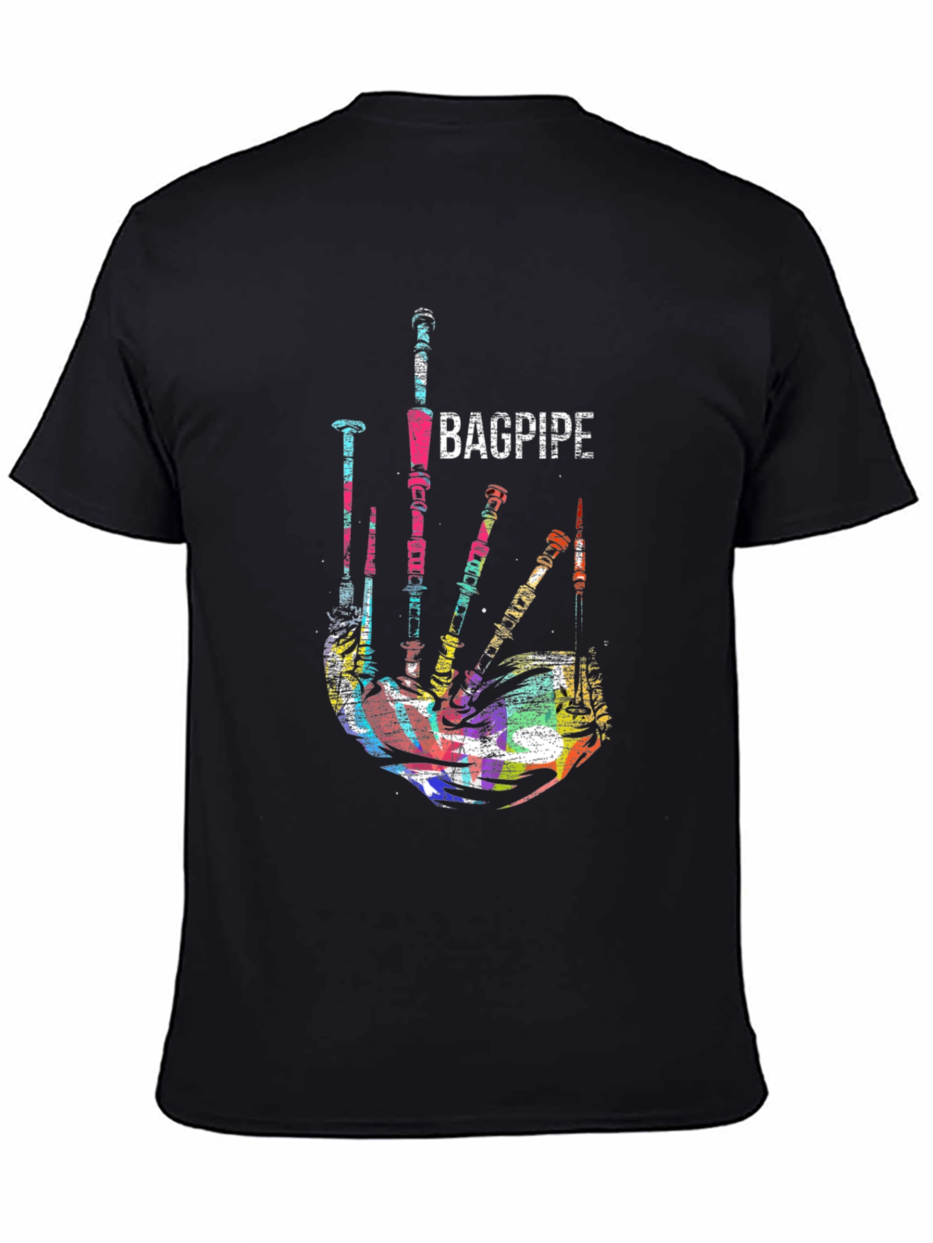 Bagpipe Graphic Black T-Shirt Unique Music Tee