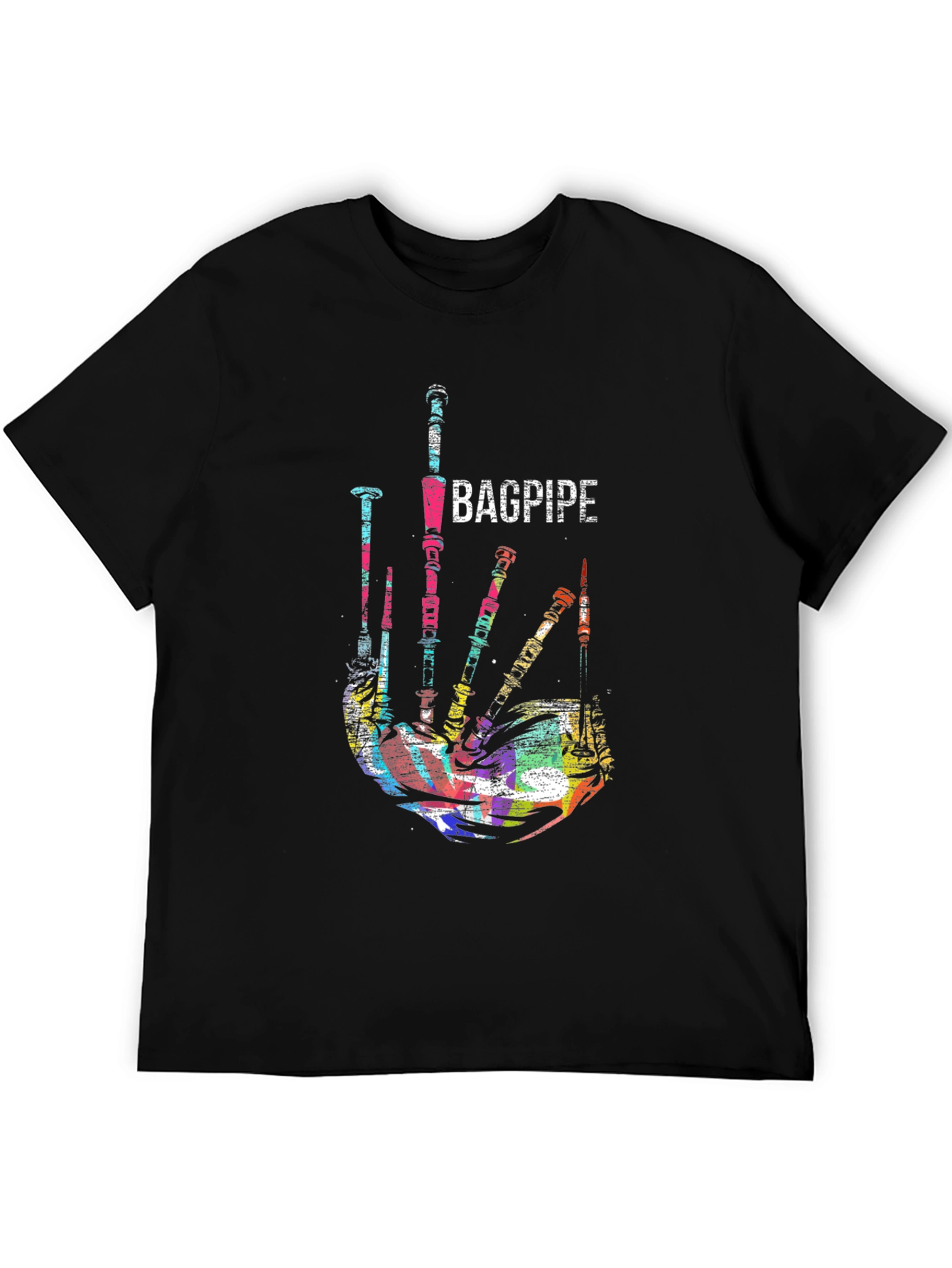 Bagpipe Graphic Black T-Shirt Unique Music Tee