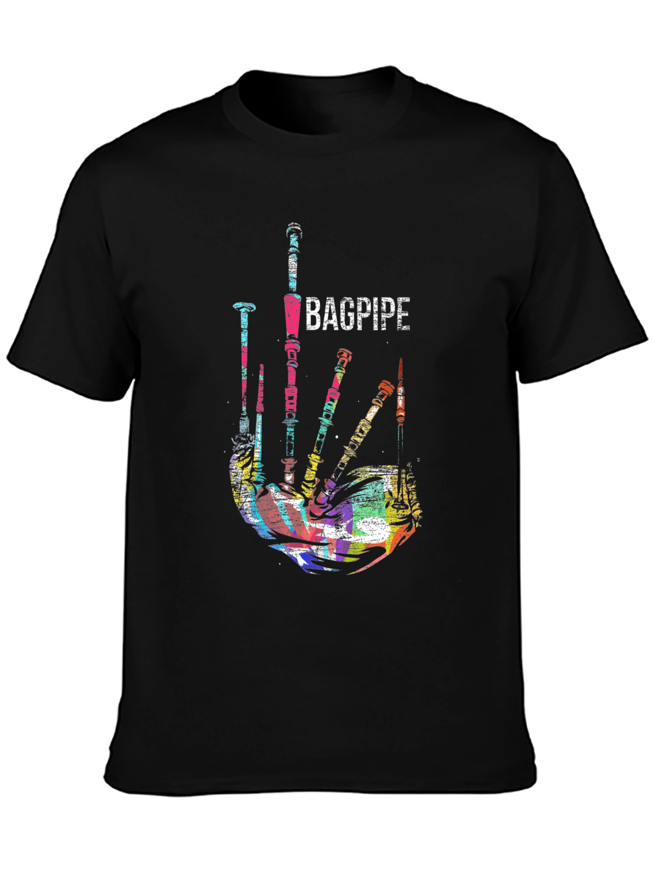 Bagpipe Graphic Black T-Shirt Unique Music Tee