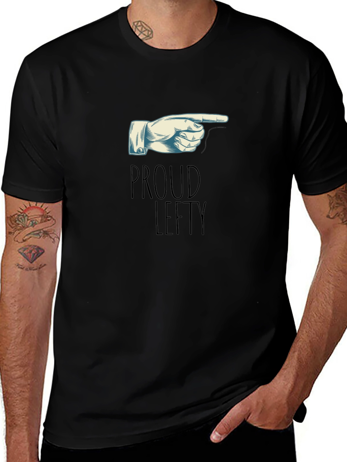 Proud Lefty T-Shirt - Pointing Hand Graphic Tee