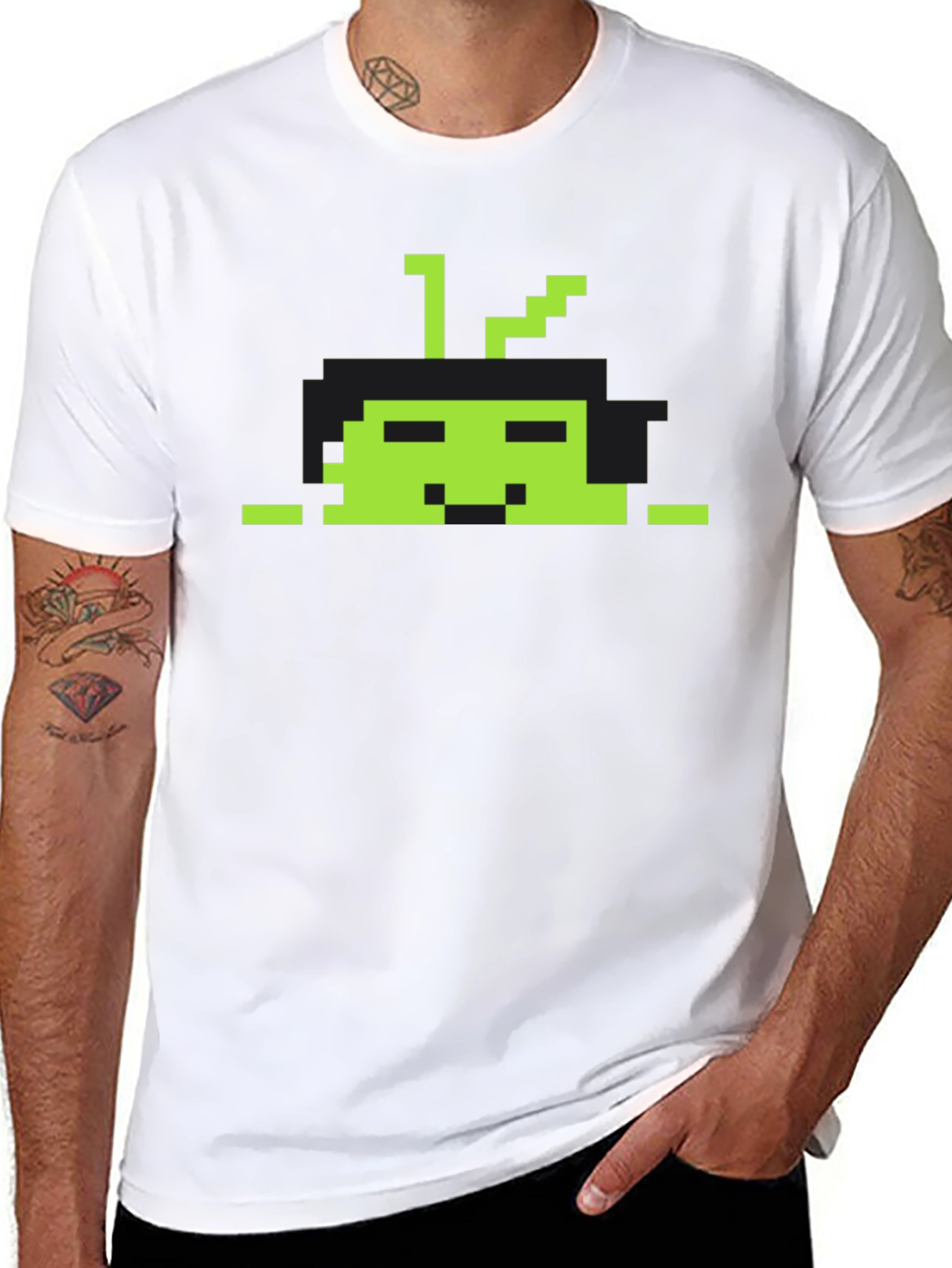 Retro Pixel Alien Black T-Shirt