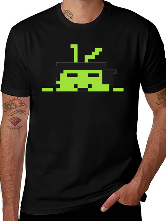 Retro Pixel Alien Black T-Shirt