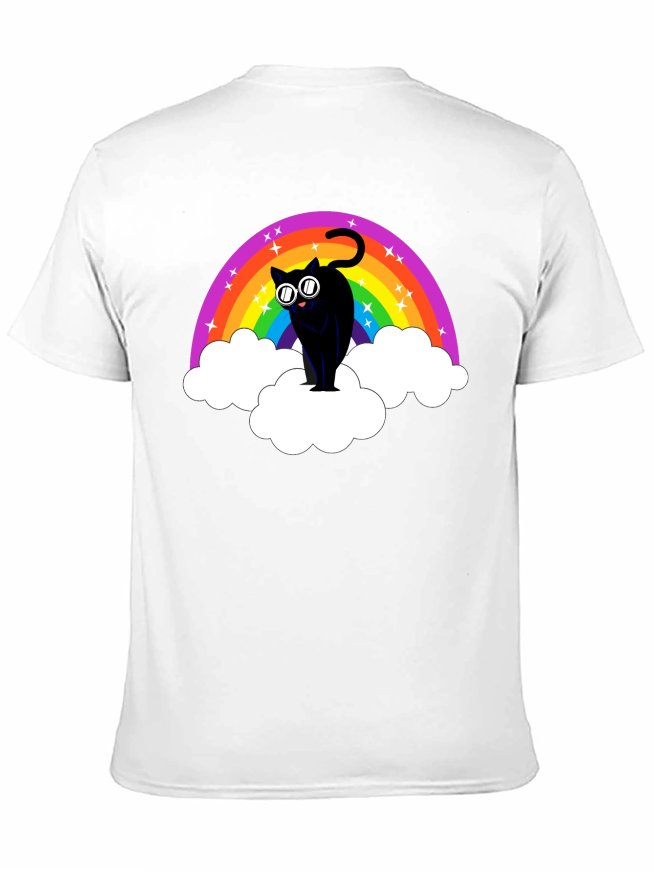 Rainbow Cat T-Shirt - Black Cotton Tee