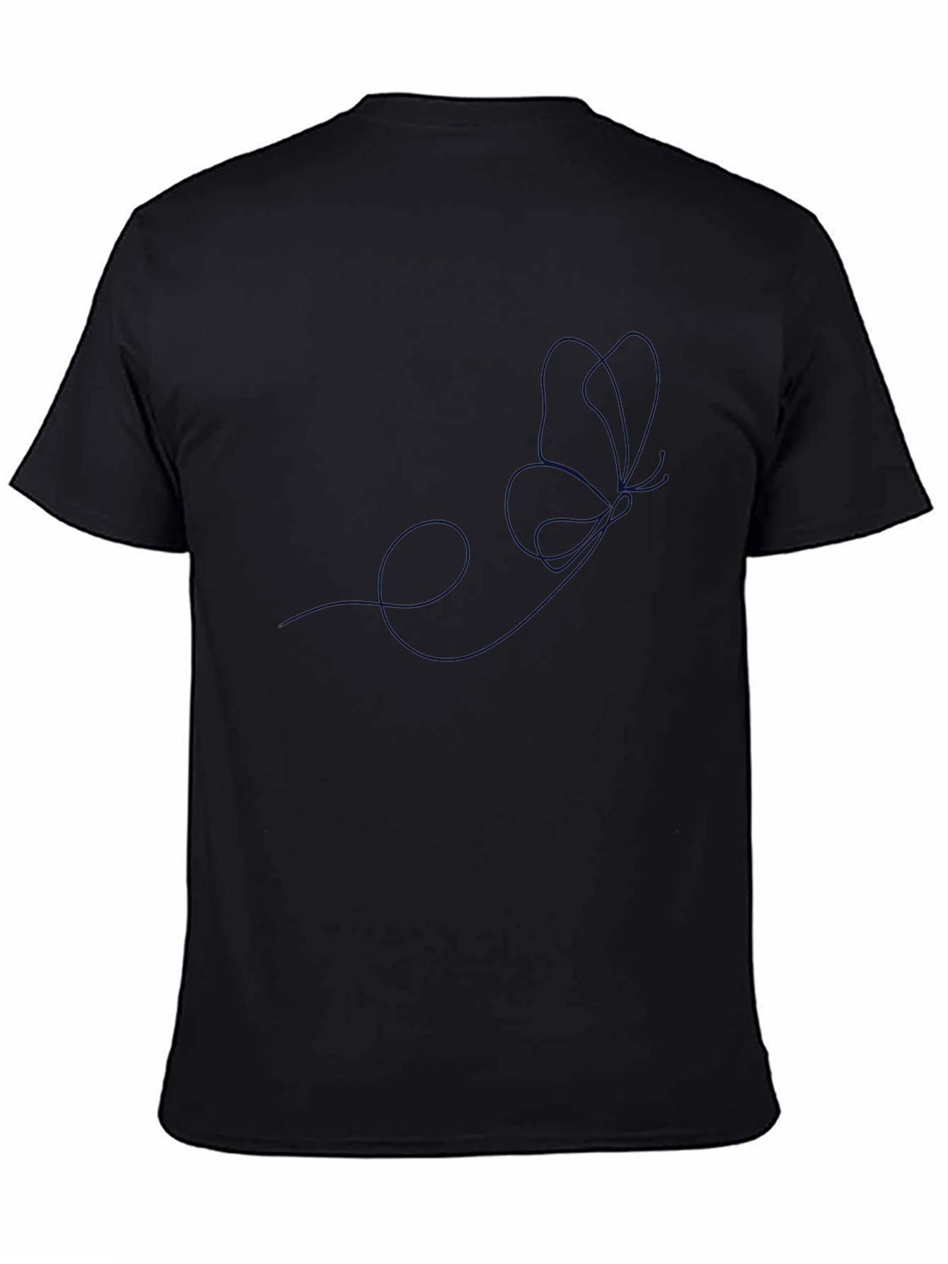 Minimalist Butterfly Line Art Black T-Shirt
