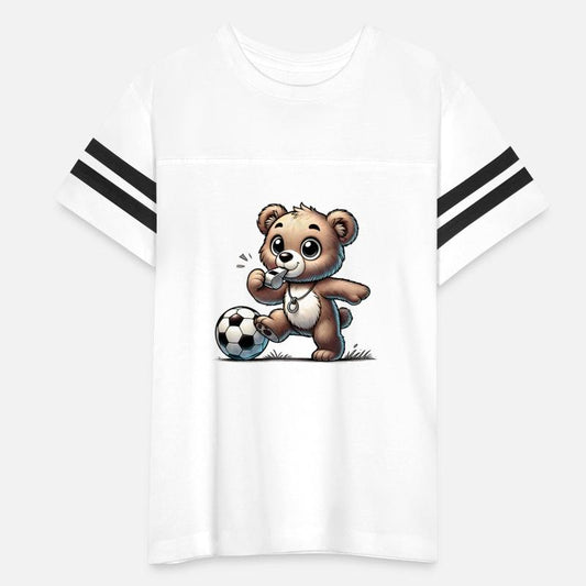 happy bear playing with a soccer ball
