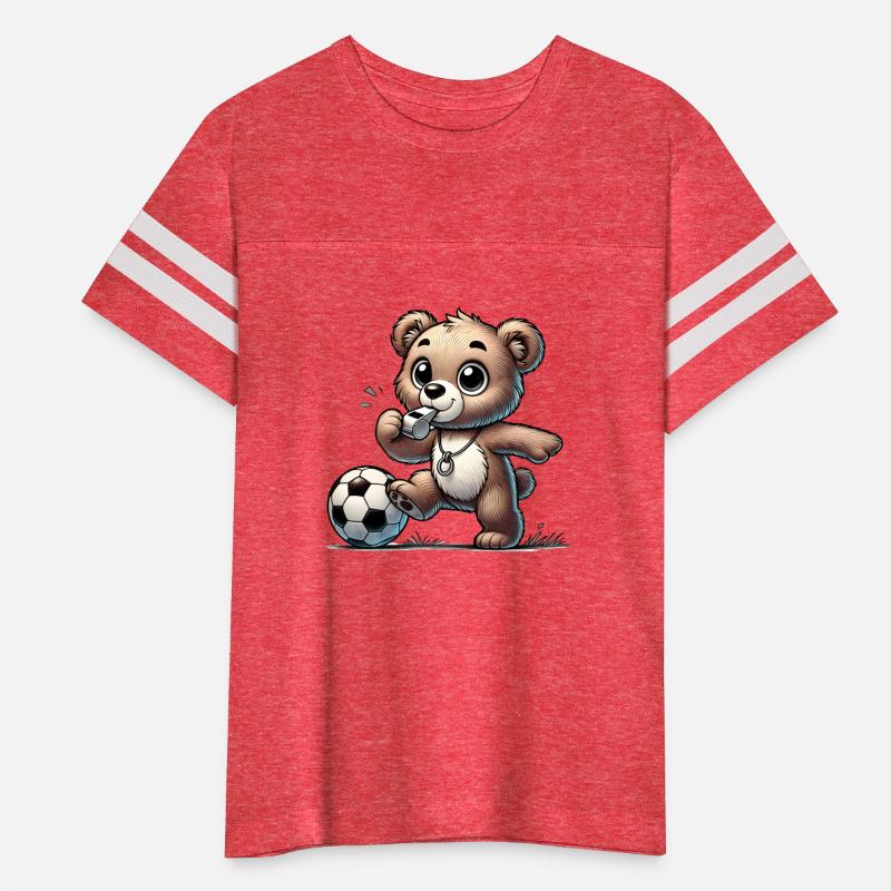 happy bear playing with a soccer ball