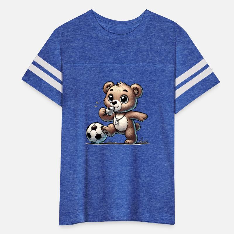 happy bear playing with a soccer ball