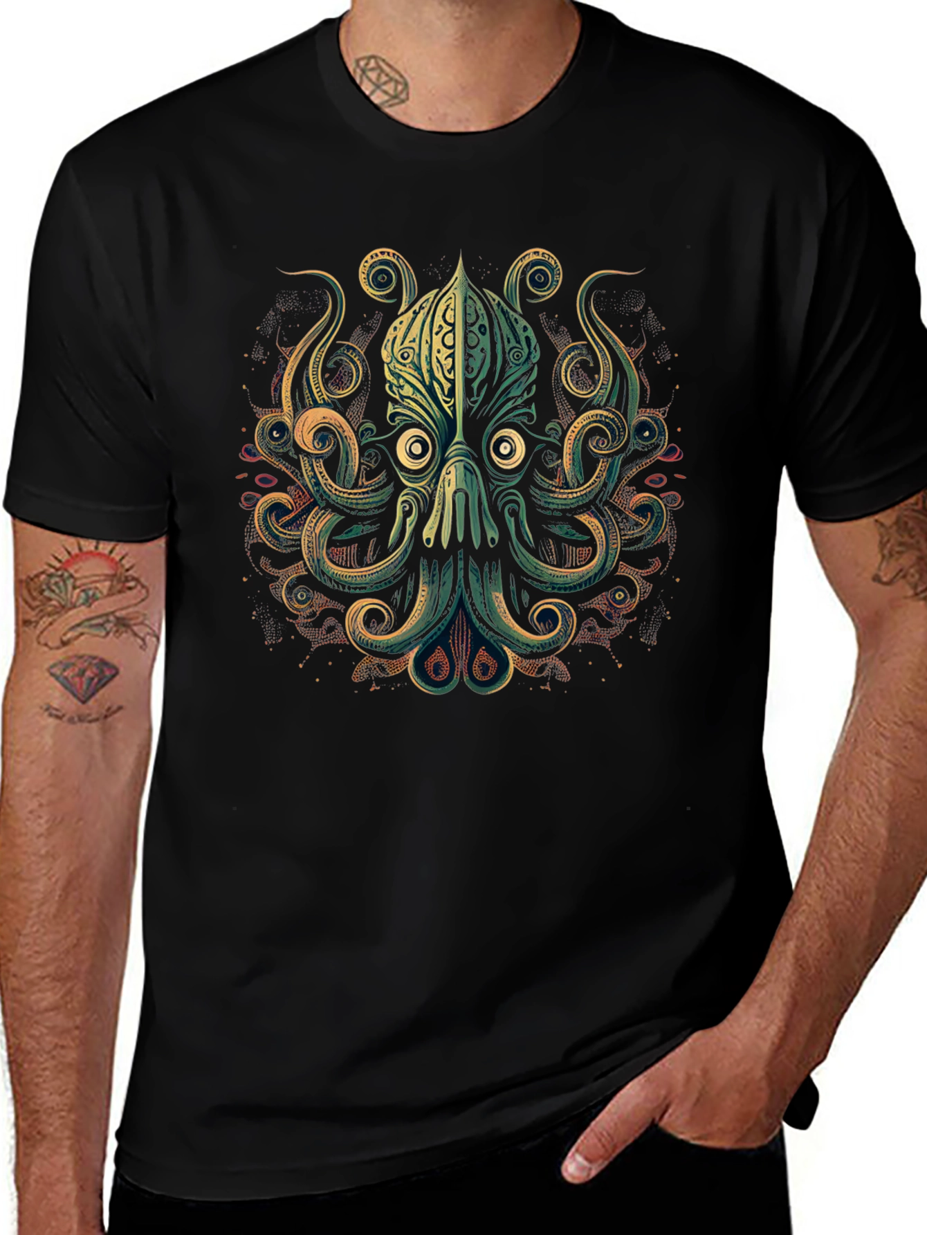 Octopus Graphic Black T-Shirt