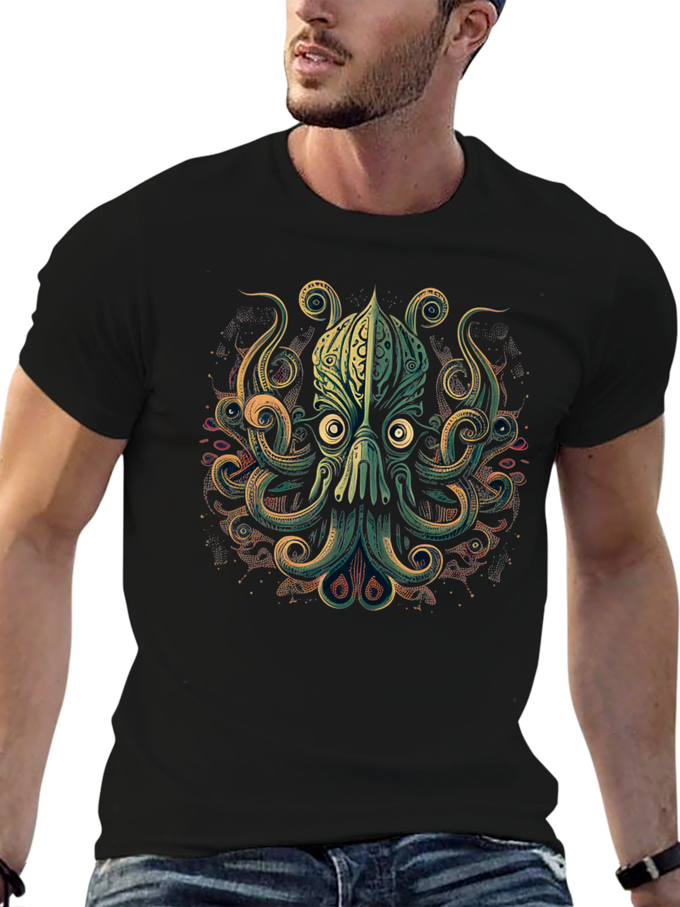 Octopus Graphic Black T-Shirt