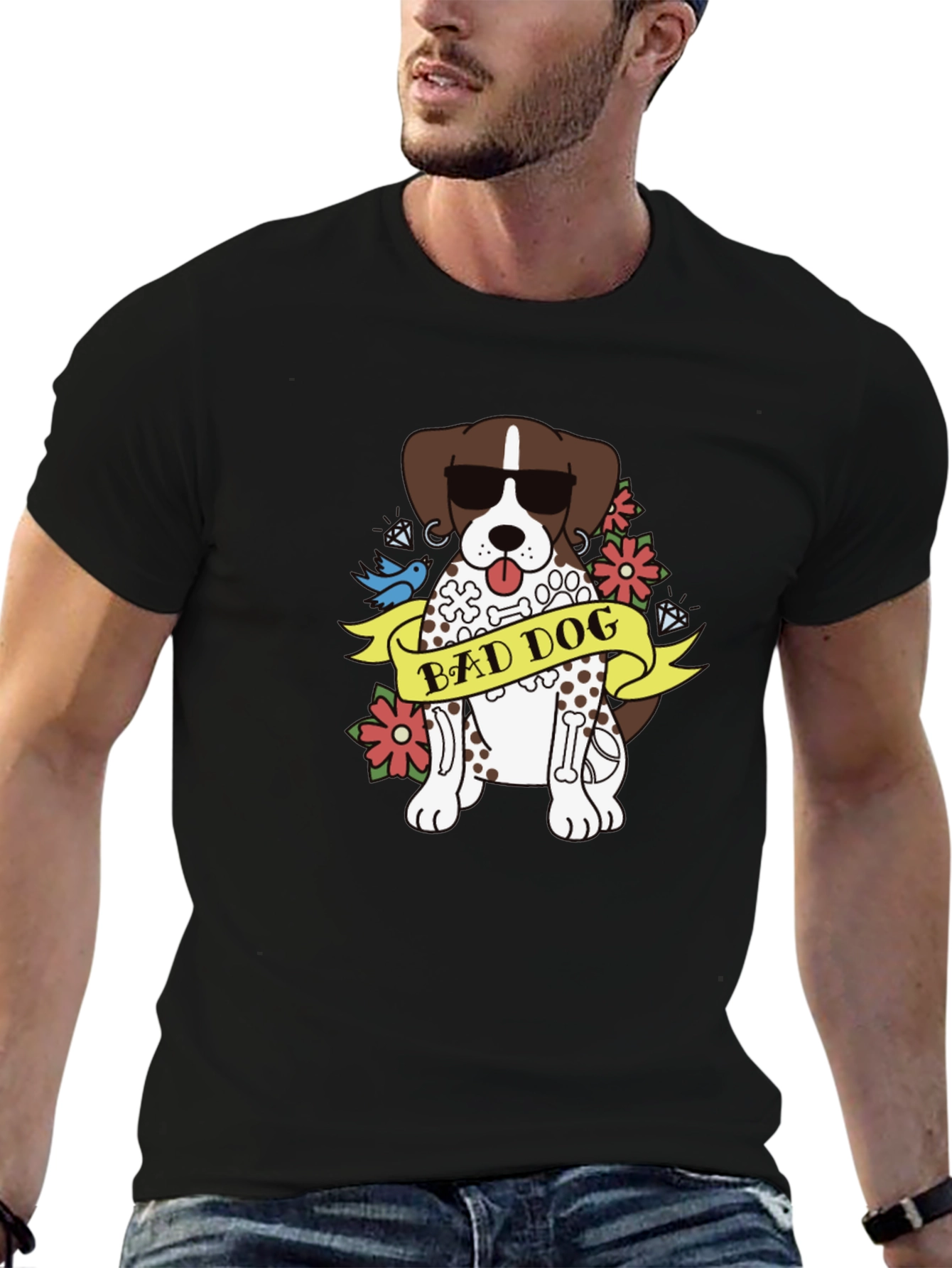 Bad Dog Graphic Tee - Unisex Black T-Shirt