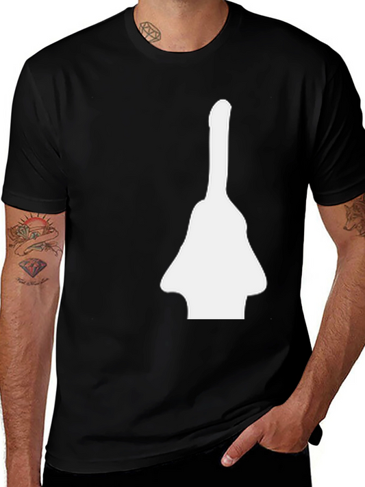 Unique Graphic Tee - White Guitar Silhouette on Black