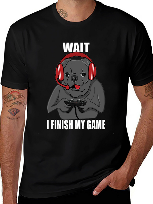 Gamer Bulldog Graphic Tee - Wait I Finish My Game!