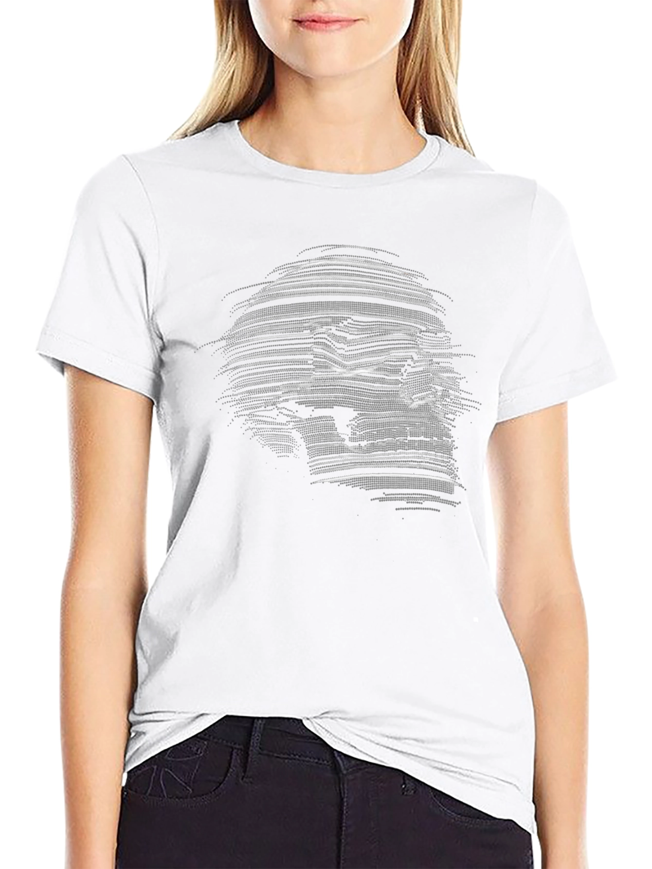 Skull Line Art Graphic T-Shirt - Edgy Style