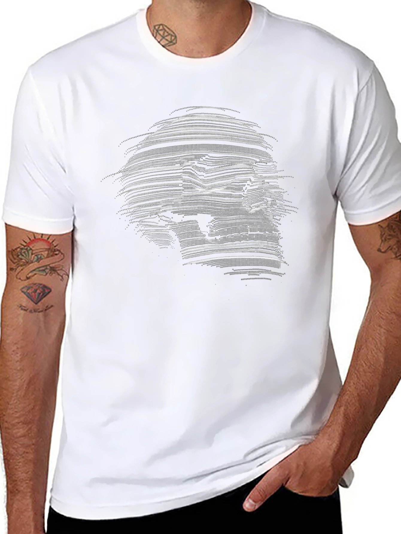 Skull Line Art Graphic T-Shirt - Edgy Style