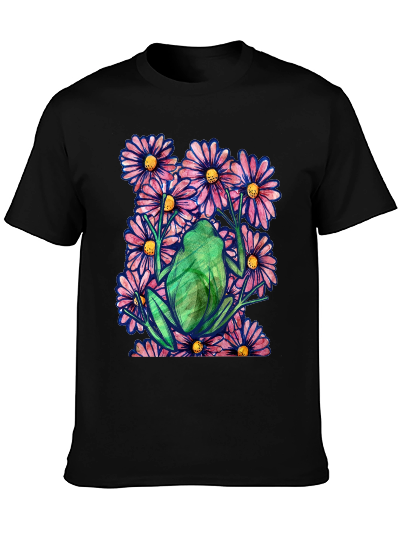Frog in Flowers Graphic T-Shirt - Nature Lover Tee