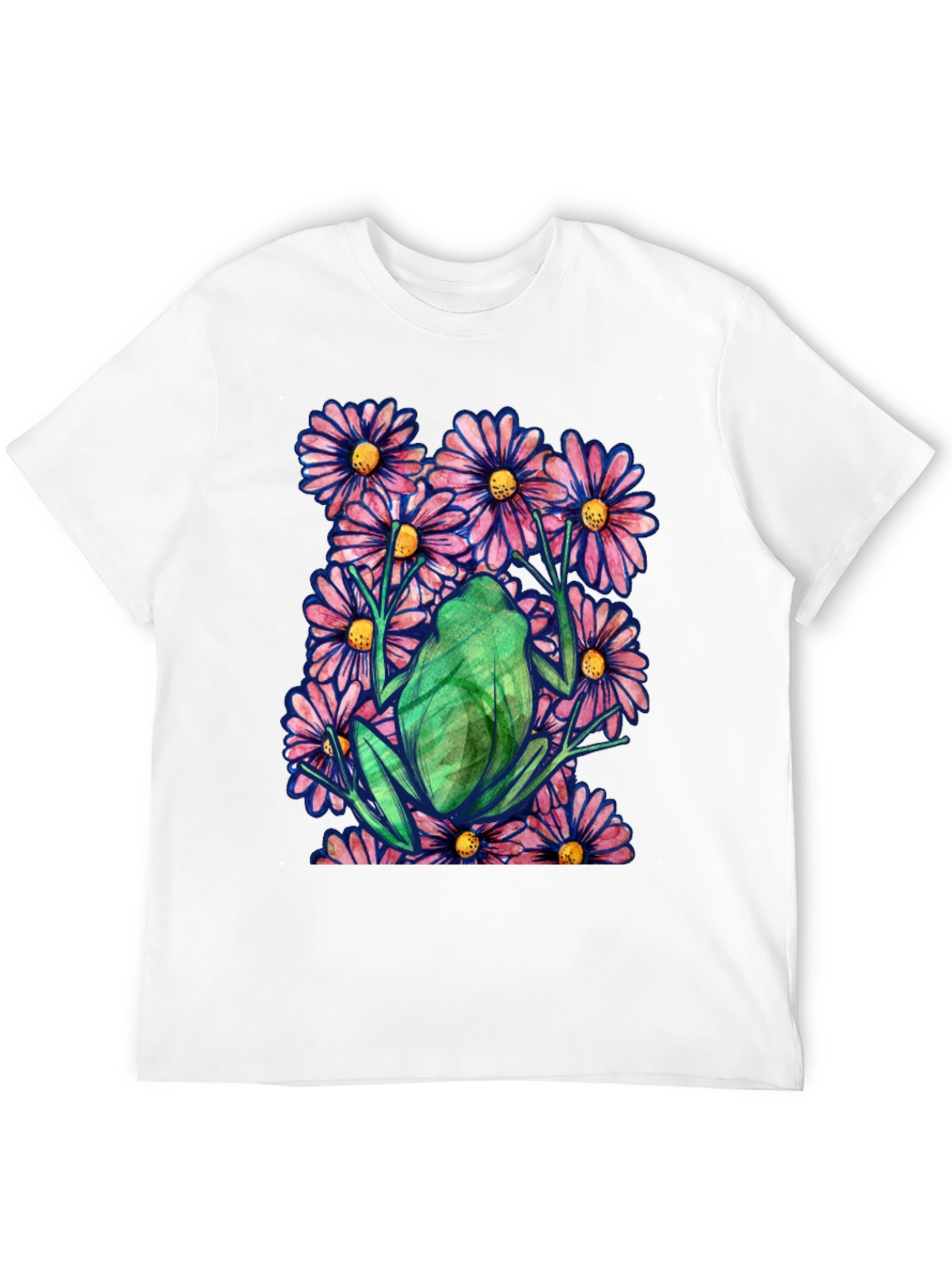 Frog in Flowers Graphic T-Shirt - Nature Lover Tee
