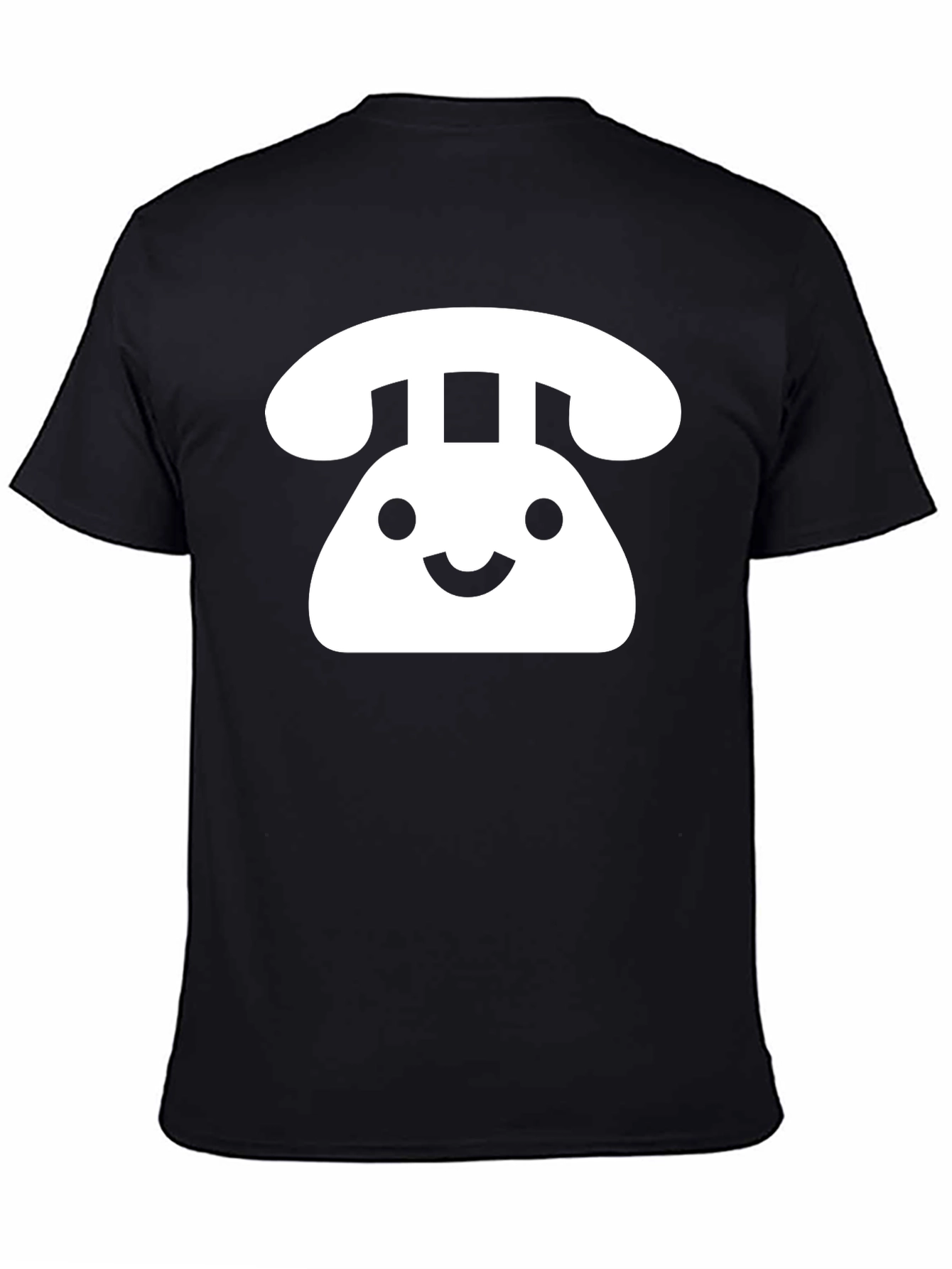 Retro Smiley Phone Graphic T-Shirt - Black