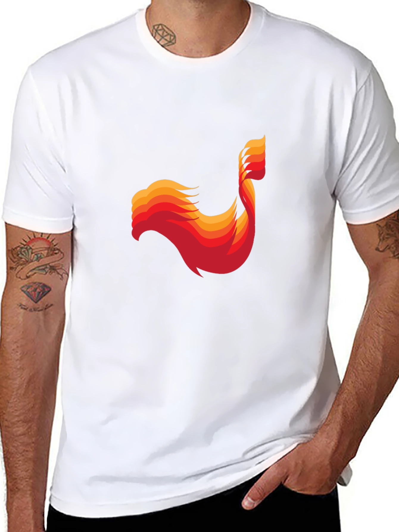 Abstract Phoenix Graphic Mens Black T-Shirt