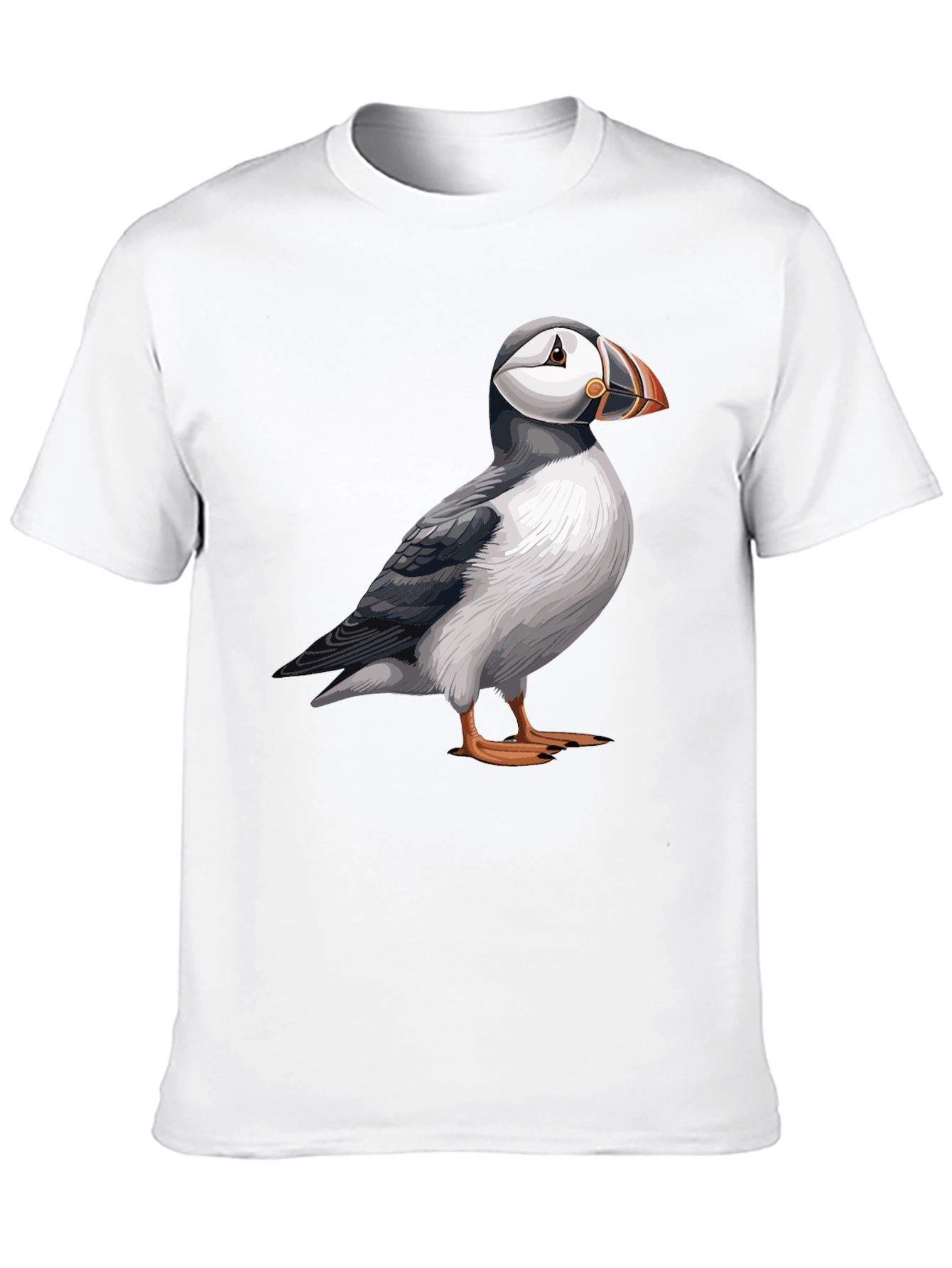 Puffin Graphic Tee - Soft Black Cotton Bird T-Shirt