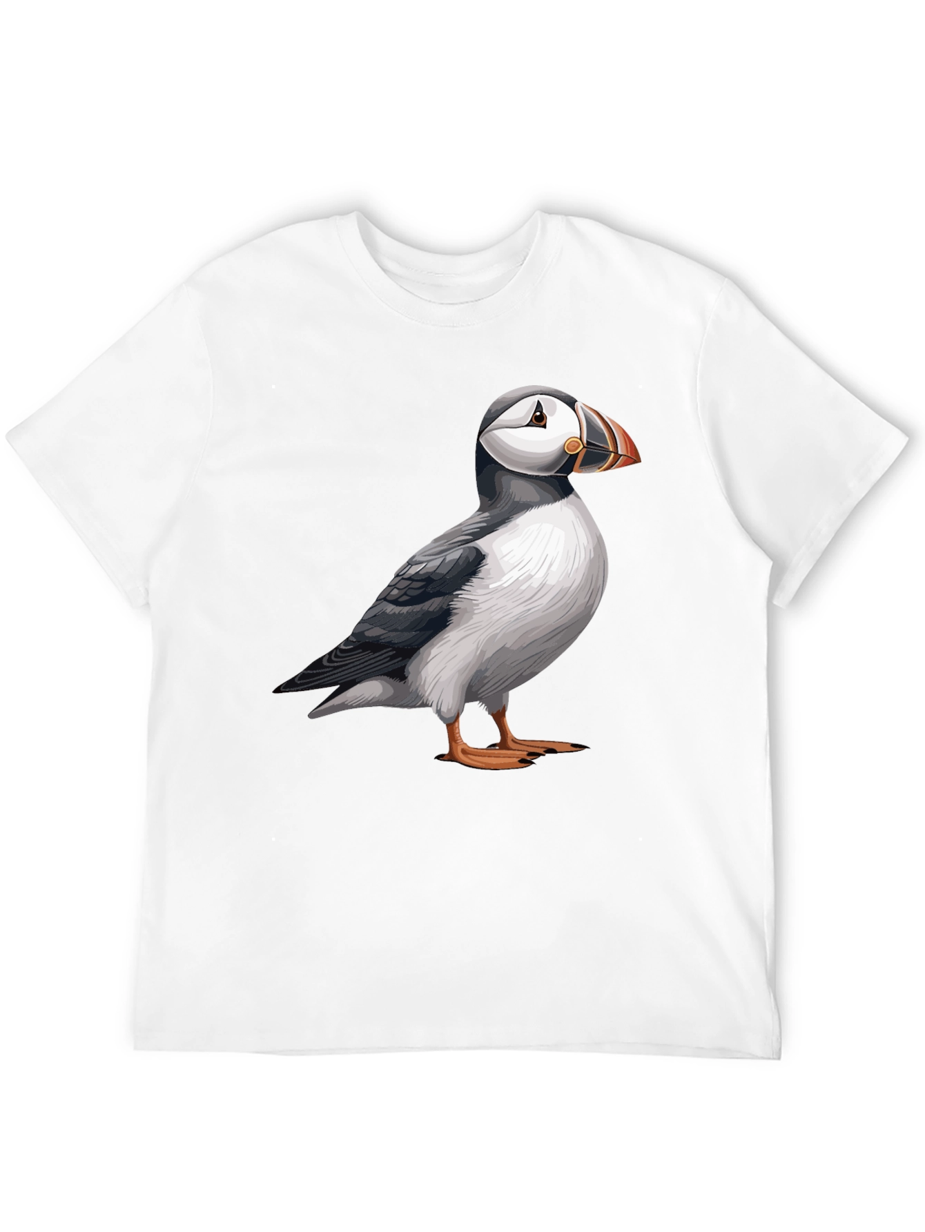 Puffin Graphic Tee - Soft Black Cotton Bird T-Shirt