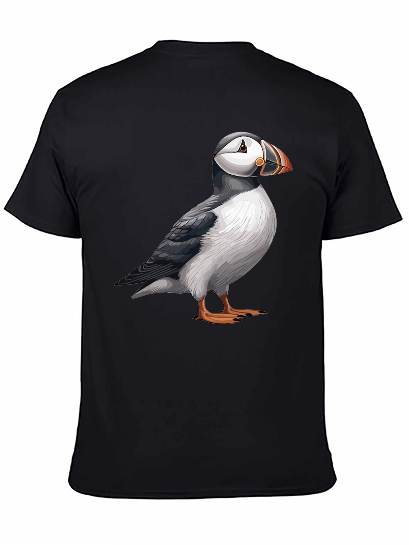 Puffin Graphic Tee - Soft Black Cotton Bird T-Shirt