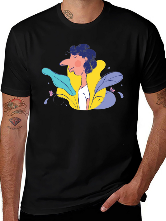 Abstract Face Graphic Black T-Shirt