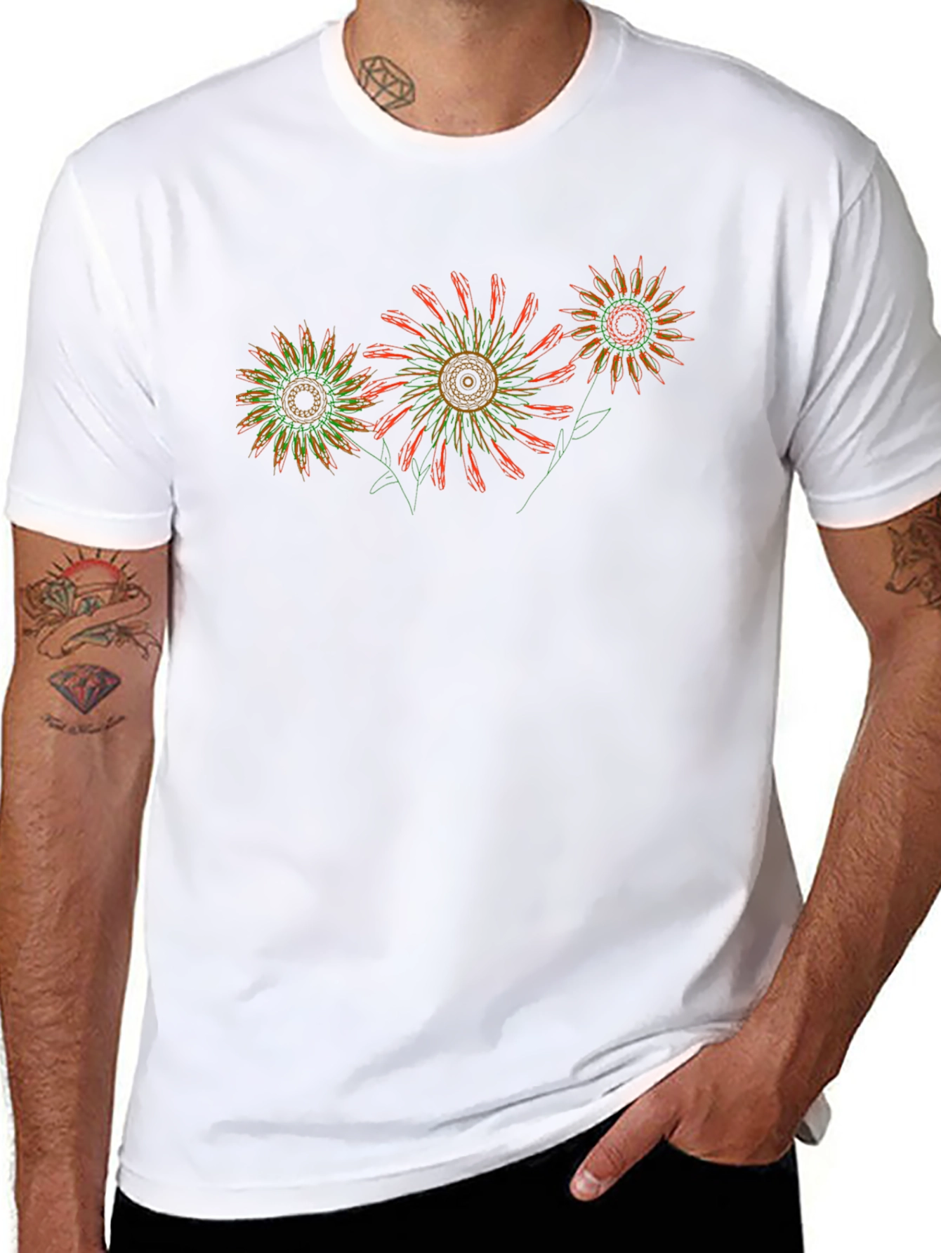 Abstract Floral Black T-Shirt