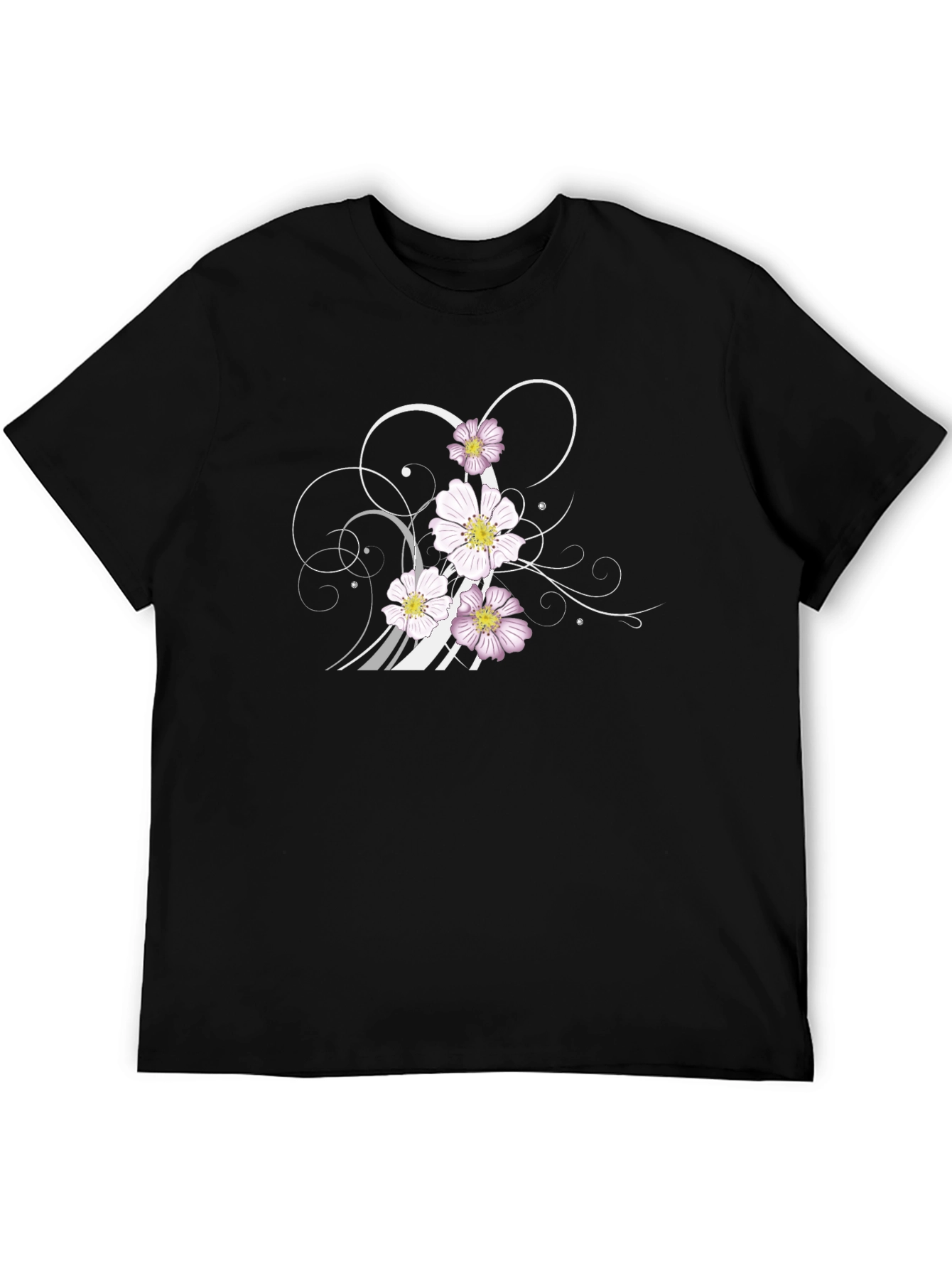 Floral Swirl Graphic Black T-Shirt