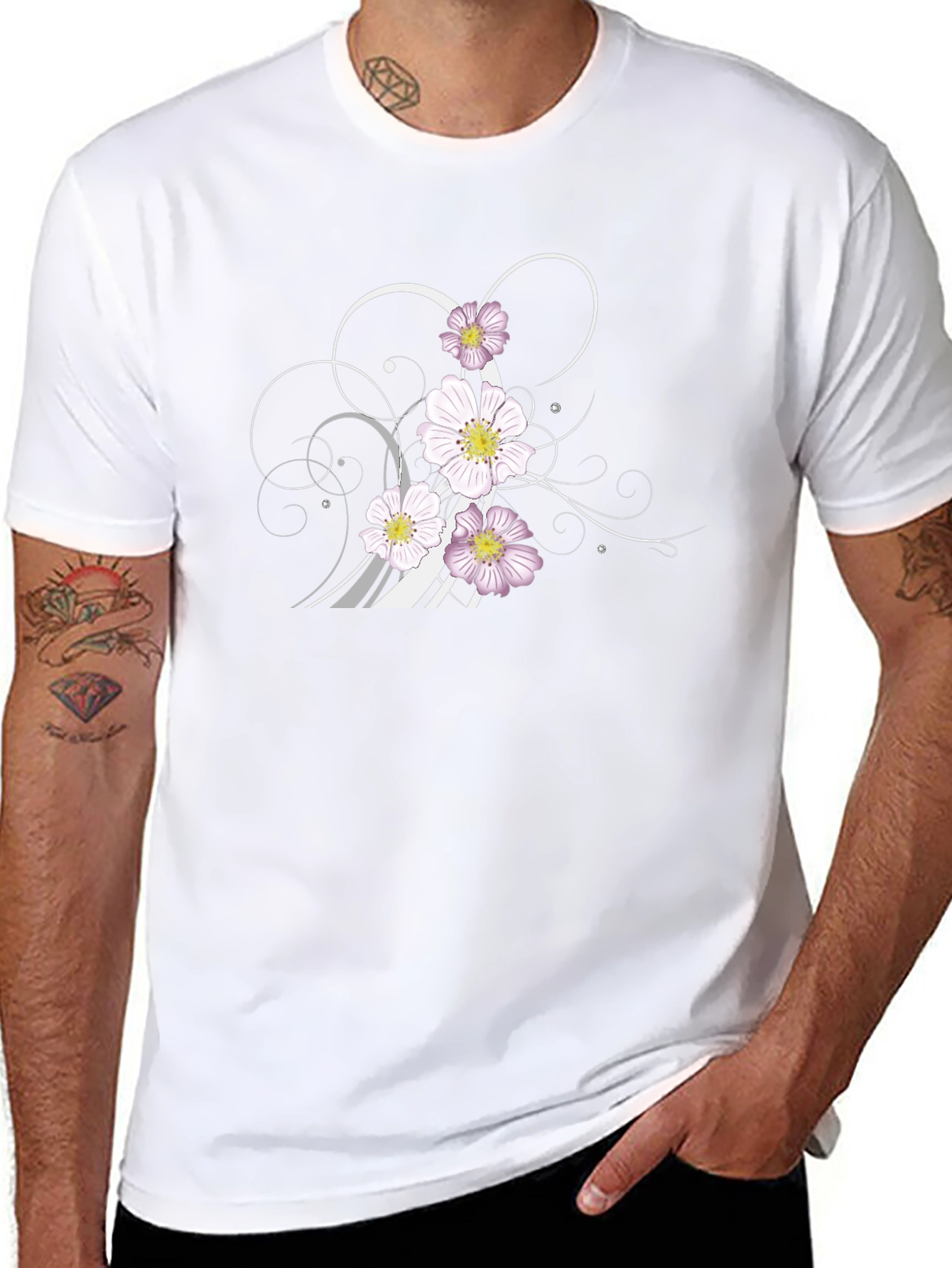 Floral Swirl Graphic Black T-Shirt