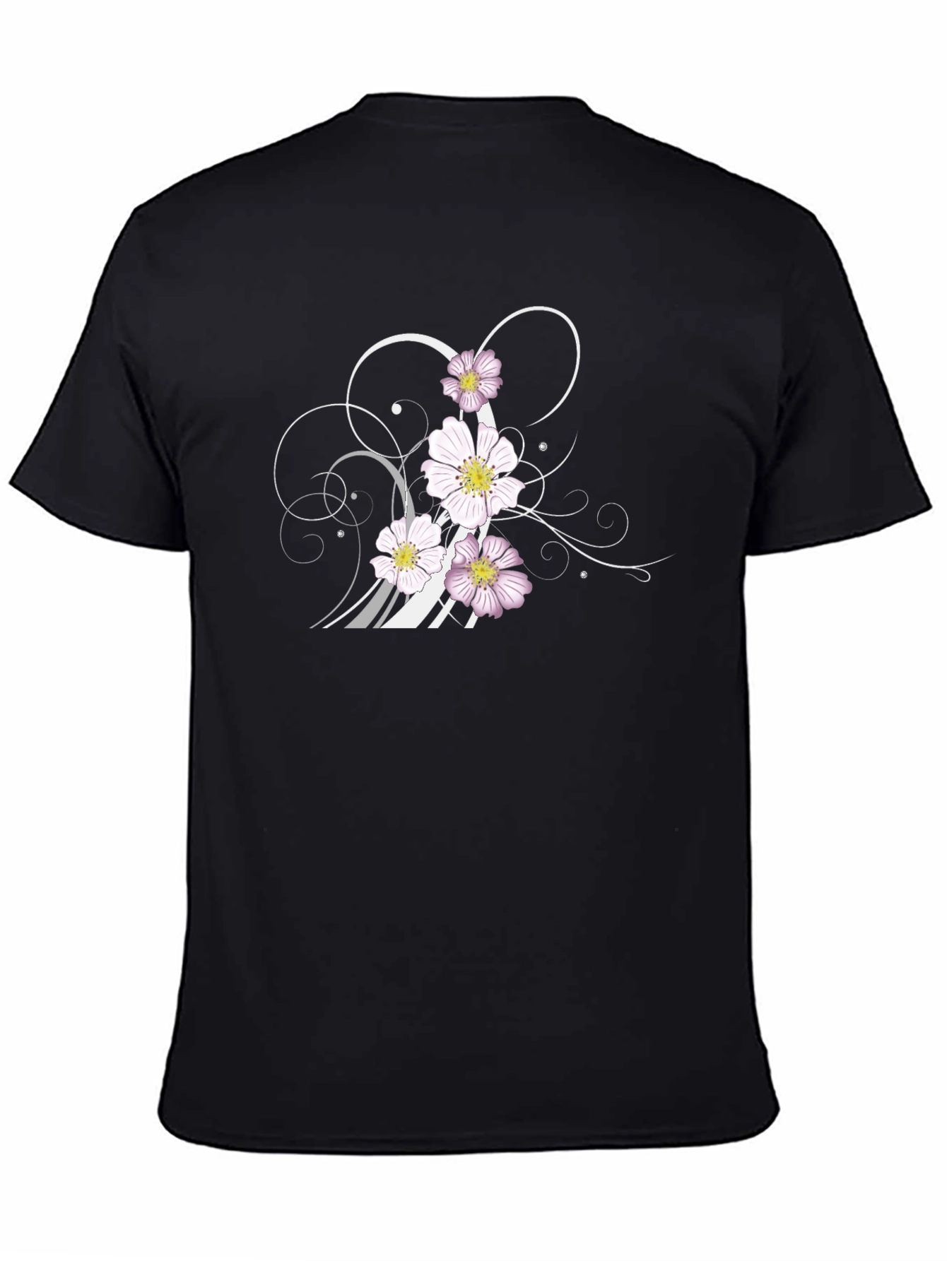 Floral Swirl Graphic Black T-Shirt