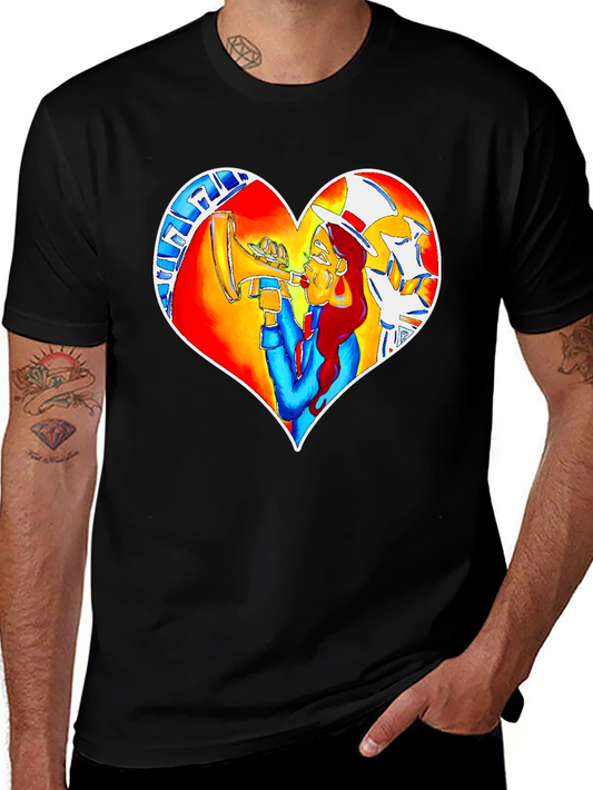 Heart Graphic Black Crew Neck Tee
