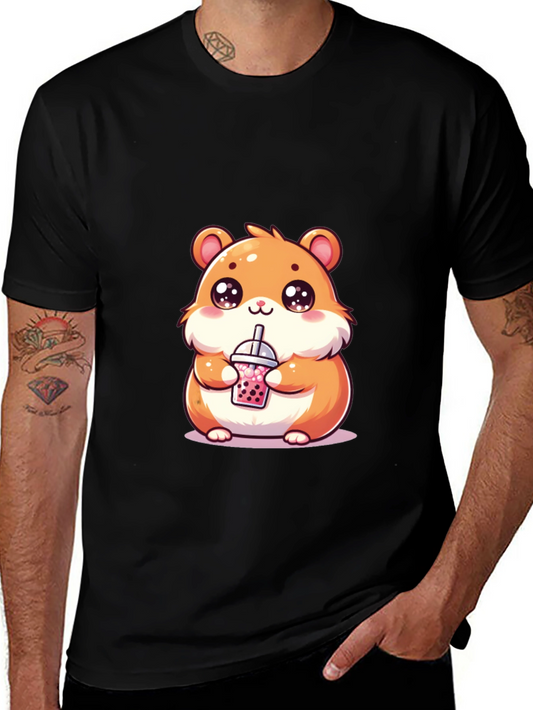 Cute Hamster Boba Tea Graphic T-Shirt