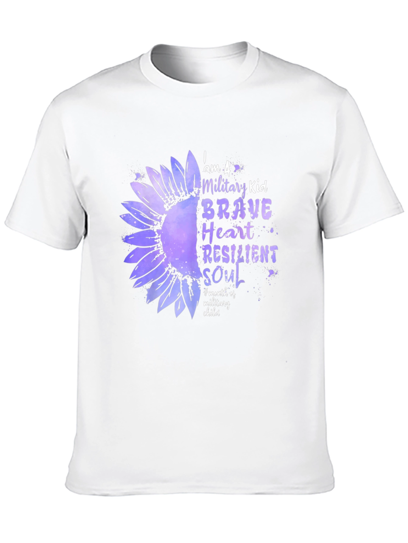 Military Kid Sunflower Graphic T-Shirt