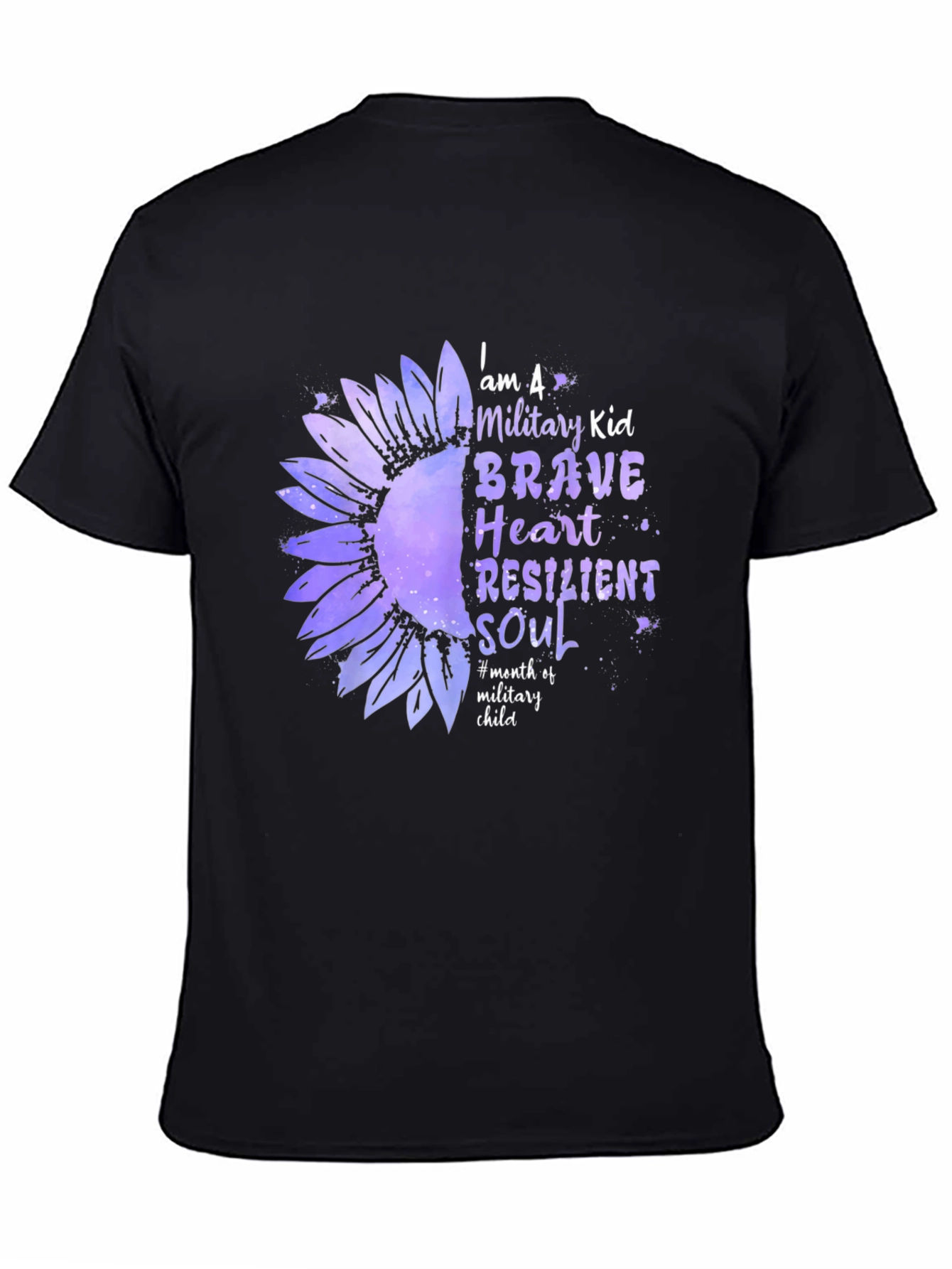 Military Kid Sunflower Graphic T-Shirt